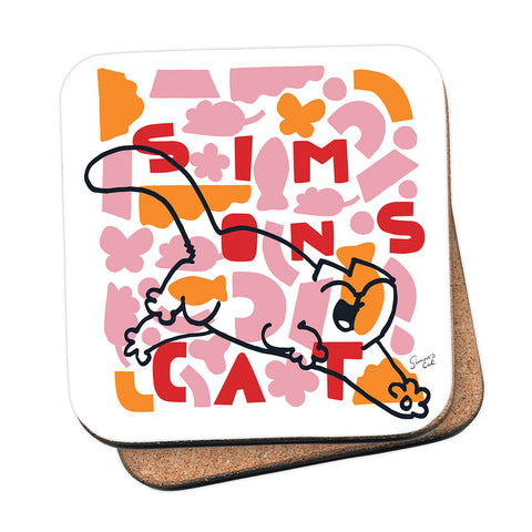 Simon's Cat Geo Pink Coaster