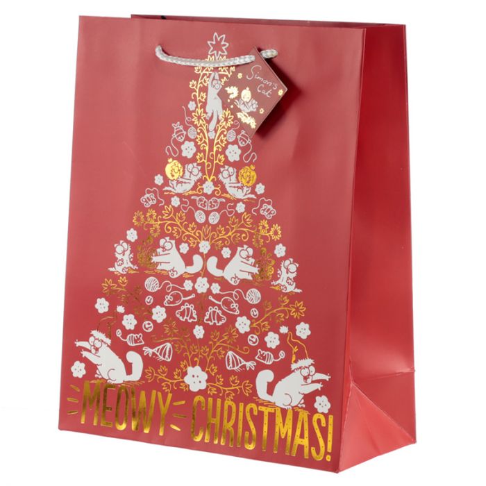 Simon's Cat Meowy Christmas Metallic Gift Bag - Large - Simon's Cat Shop