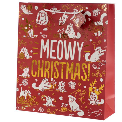 Simon's Cat Meowy Christmas Metallic Gift Bag - Extra Large - Simon's Cat Shop